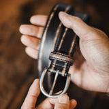 Vintage Black Cowhide Leather Belt