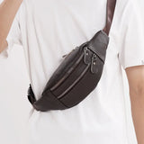 Double Zipper Leather Crossbody Bag