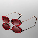 Trendy Retro Metal Oval Shades Sunglasses