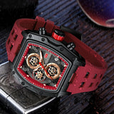 Tonneau Quartz Silicone Band Watch