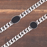 Bold Black Round Silver Bracelet