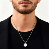 Round Natural Stone Steel Necklace