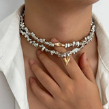 Retro Silver Irregular Beads Multi-layer Necklace