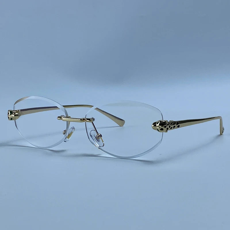 Vintage Lux Rimless Oval Sunglasses