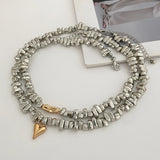 Retro Silver Irregular Beads Multi-layer Necklace