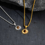 Sun Tiger Eye Stone Pendant Necklace