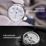 Mechanical Waterproof Round Leather Watch