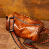 Brown Leather Big Barrel Bag