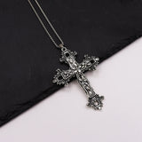 Creative Flower Pattern Cross Necklace