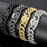 Bracelet chaîne à maillons tête de mort Steampunk