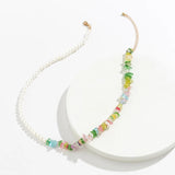 Asymmetrical Imitation Pearl Colorful Beads Necklace