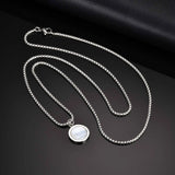 Round Natural Stone Steel Necklace