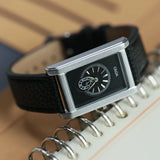 Rectangle Numberless Dial Leather Watch