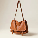Soft Split Leather Solid Messenger Bag