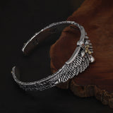 Gothic Feather Wing Cross Cuff Bracelet