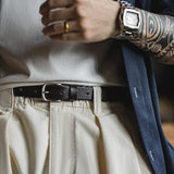 Rugged Black Leather Belt