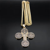 Medal Cross Rhinestone Pendant Necklace