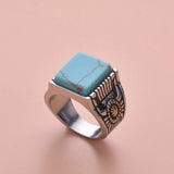 Bague Tournesol Turquoise Carrée