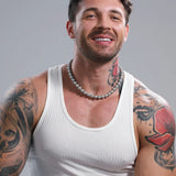 قلادة رمادية مستديرة من الفولاذ المقاوم للصدأ