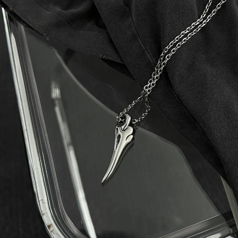 Titanium Steel Punk Crow Skull Necklace