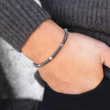 Black Silver Beaded Stones Bracelet