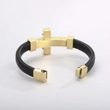 Cross Metal Leather Bracelet