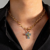 Metal Contrasting Cross Pendant Necklace