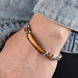 Pulsera de ojos de tigre con cadena