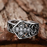 Hollow Zircon Cross Adjustable Ring