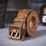Vintage Genuine Leather Double-Pin Buckle Belt