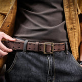 Vintage Genuine Leather Double-Pin Buckle Belt