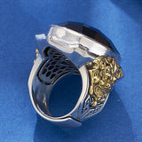 Oval Black Agate Geometric Ring