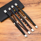 Multi Layer Leather Beads Cross Bracelet