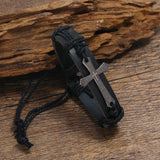 Retro Metal Cross Leather Bracelet