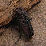 Retro Metal Cross Leather Bracelet
