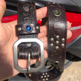 Rhinestone Studded Leather Belt