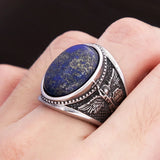 Religious Pattern with Blue Zircon Ring