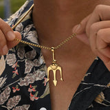 Rock Punk Trident Pendant Necklace