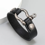 Simple Horseshoe Button Leather Bracelet
