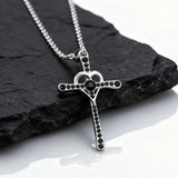 Black Zircon Heart Cross Necklace