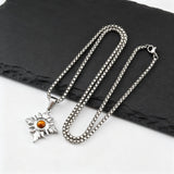 Collier pendentif oeil de tigre en acier inoxydable