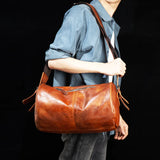 Brown Leather Big Barrel Bag