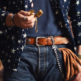 Cowboy Pin Buckle Genuine Leather Belt