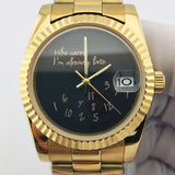 Letter and Number Design Gold Watch