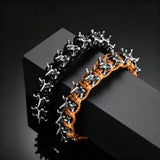 Pulsera de cuerda tejida con columna vertebral espinosa de metal