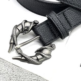 Flame Buckle Black Leather Belt