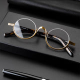 Retro Round Semi Rimless Frame Eyeglasses