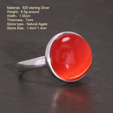 Round Agate Orange Minimalist Ring