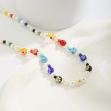 Bunte Blumenmuster-Acrylperlen-Halskette