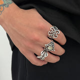 Punk Hollow Out Pattern Ring Set